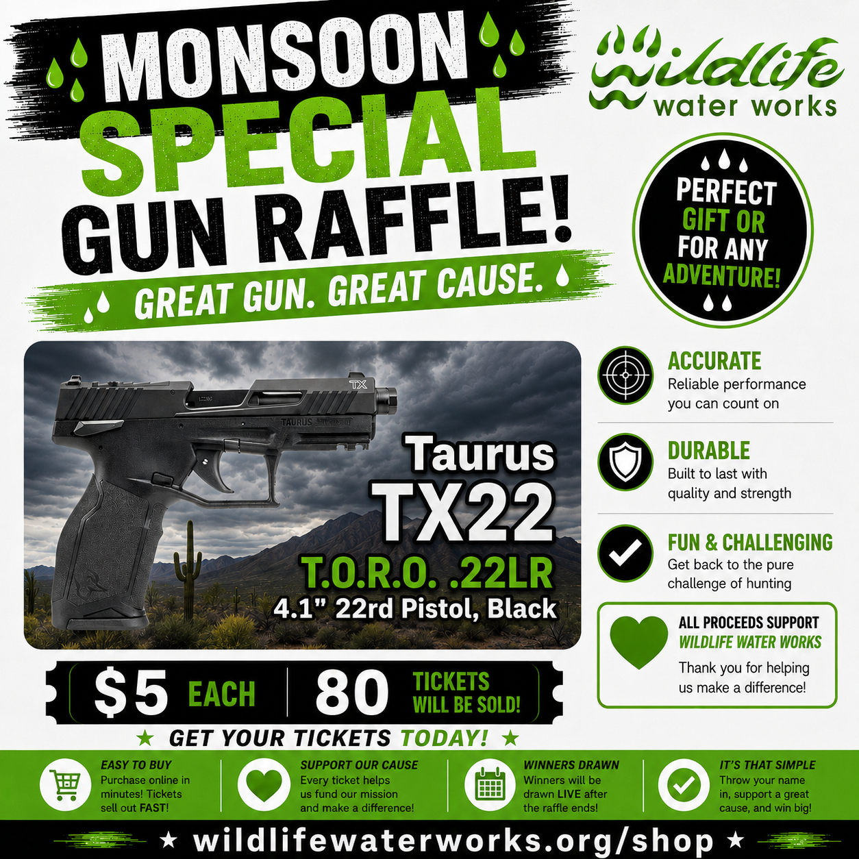 50% OFF MONSOON SPECIAL Taurus TX22 T.O.R.O .22LR 4.1" 22rd Pistol, Black GR26112