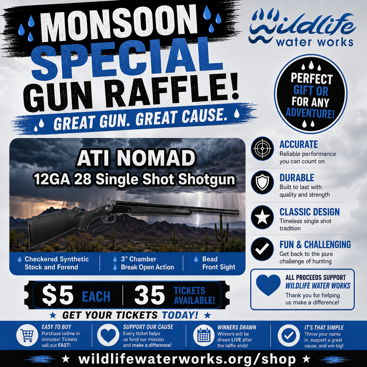 50% OFF MONSOON SPECIAL ATI Nomad 12GA 28" Single Shot Shotgun GA26111