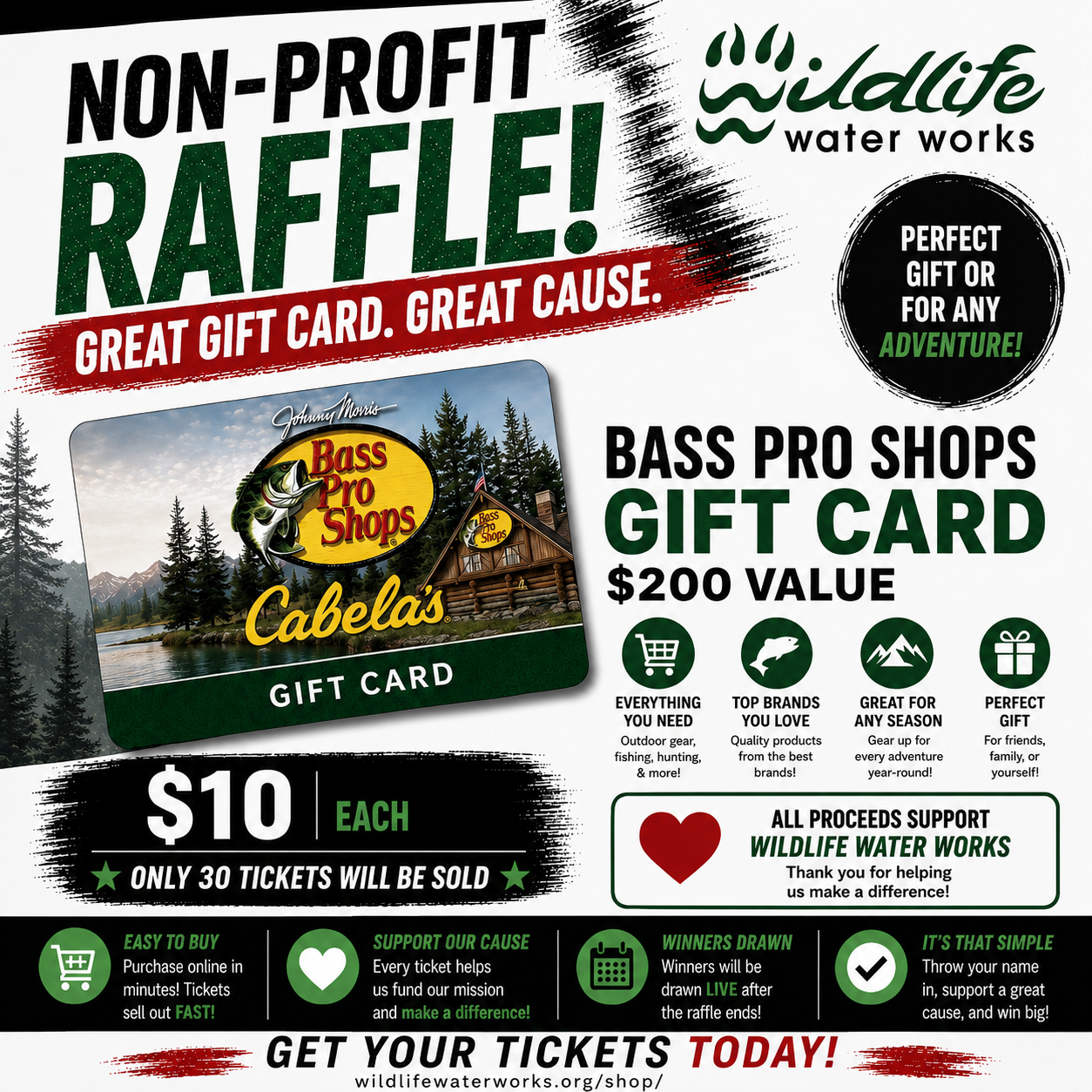 Bass Pro Shop $200 Gift Card Raffle GR 26131