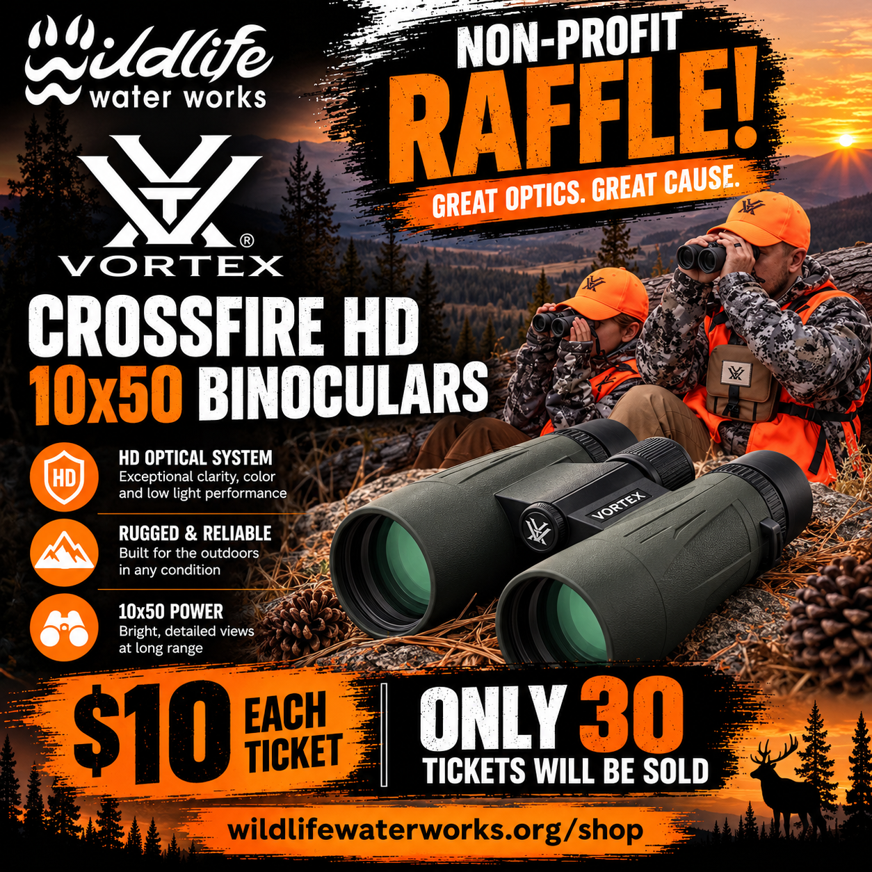 Vortex Crossfire HD Binoculars 10x50 GR26150